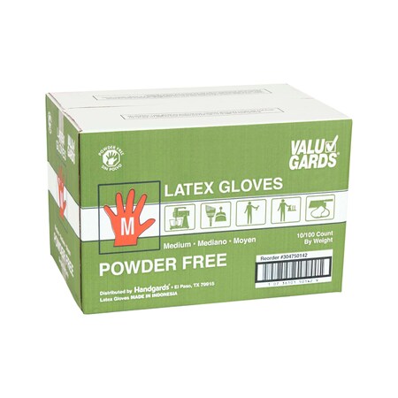 Valugards Valugards PF, Disposable Gloves, Latex, Powder-Free, M, 1000 PK, White 304750142